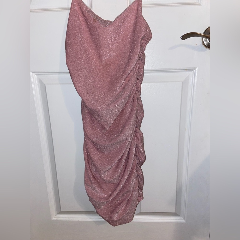 Elegant Pink Ruched bodycon mini dress